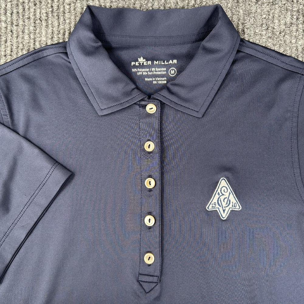 Peter Millar Perfect Fit Performance Golf Polo Shirt Womens Medium Blue UPF 50